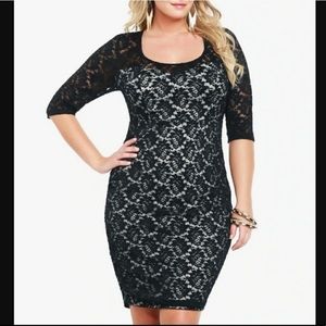 Torrid Black Lace Open-Back Dress
